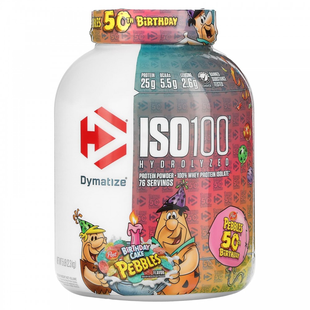 Dymatize, ISO100 Hydrolyzed, 100% Whey Protein Isolate, Birthday Cake Pebbles, 5 lb (2.3 kg) купить в Москве