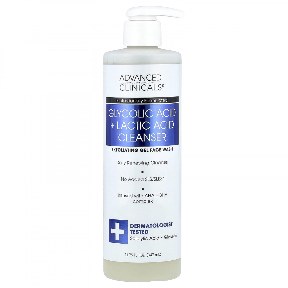 Advanced Clinicals, очищающее средство с гликолевой кислотой и молочной кислотой, 347 мл (11,75 жидк. унции) в Москве - eco-herb.ru | изображение Advanced Clinicals, очищающее средство с гликолевой кислотой и молочной кислотой, 347 мл (11,75 жидк. унции) в Москве - eco-herb.ru | фото