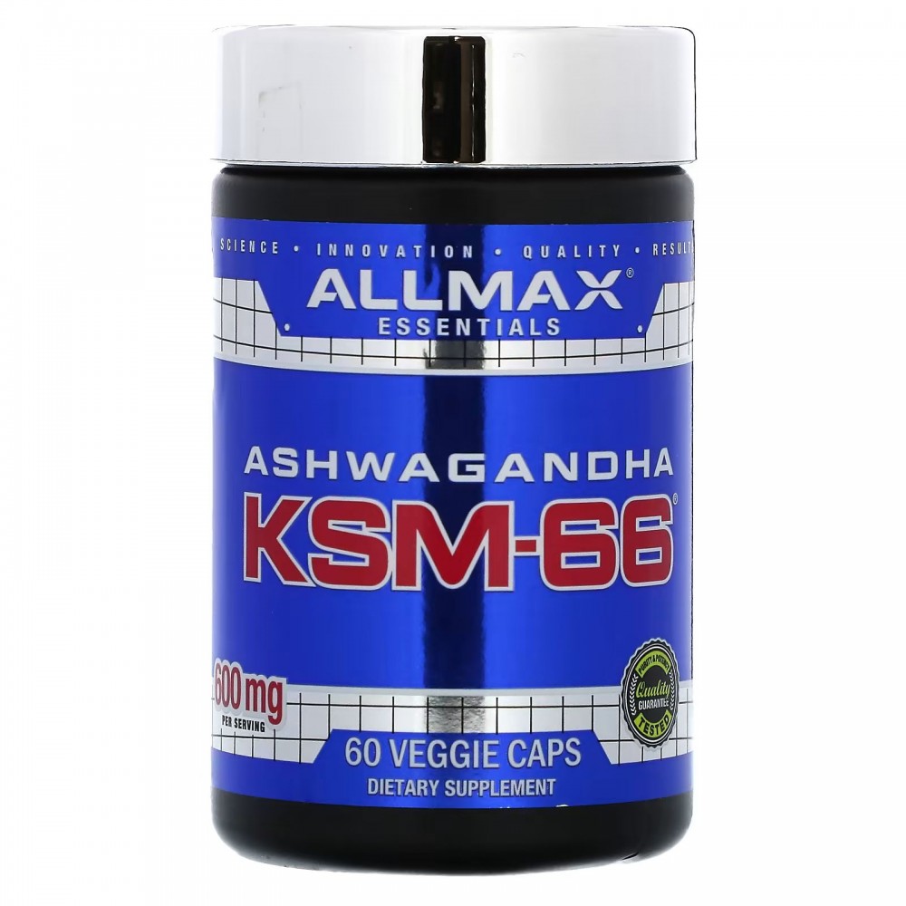 ALLMAX, ашваганда KSM-66, 600 мг, 60 растительных капсул (300 мг в 1  капсуле) купить в Москве