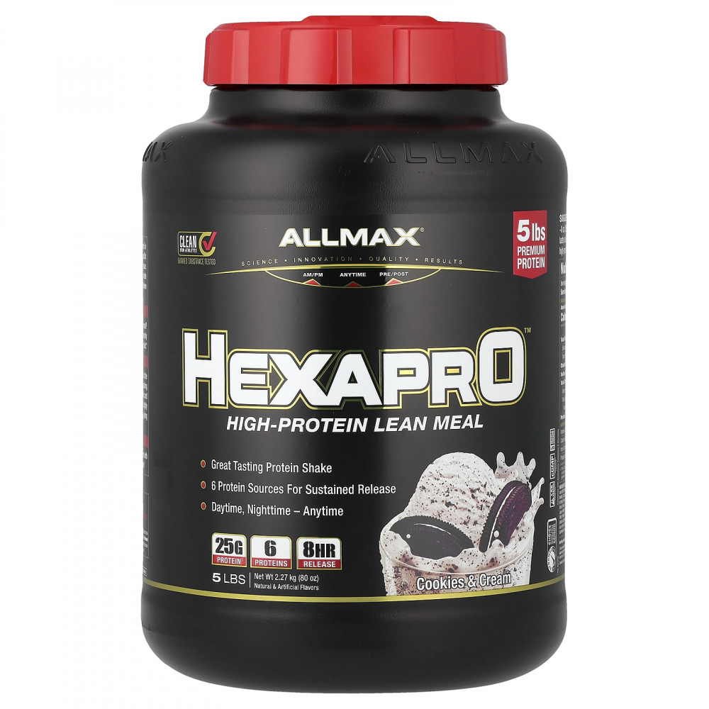 ALLMAX, Hexapro™, высокобелковая смесь для низкокалорийного питания, печенье и сливки, 2,27 кг (5 фунтов) в Москве - eco-herb.ru | изображение ALLMAX, Hexapro™, высокобелковая смесь для низкокалорийного питания, печенье и сливки, 2,27 кг (5 фунтов) в Москве - eco-herb.ru | фото