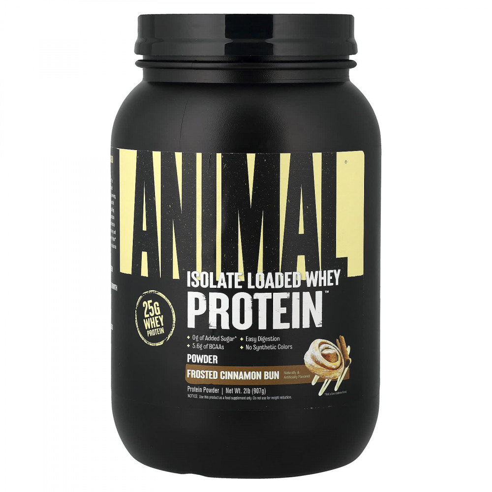 Animal, Isolate Loaded Whey Protein™, порошок из сывороточного протеина, со вкусом булочки с корицей, 907 г (2 фунта) в Москве - eco-herb.ru | изображение Animal, Isolate Loaded Whey Protein™, порошок из сывороточного протеина, со вкусом булочки с корицей, 907 г (2 фунта) в Москве - eco-herb.ru | фото