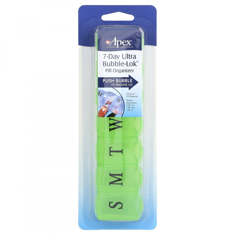 Apex, органайзер для таблеток Ultra Bubble-Lok® на 7 дней, 1 упаковка для таблеток в Москве - eco-herb.ru | изображение Apex, органайзер для таблеток Ultra Bubble-Lok® на 7 дней, 1 упаковка для таблеток в Москве - eco-herb.ru | фото