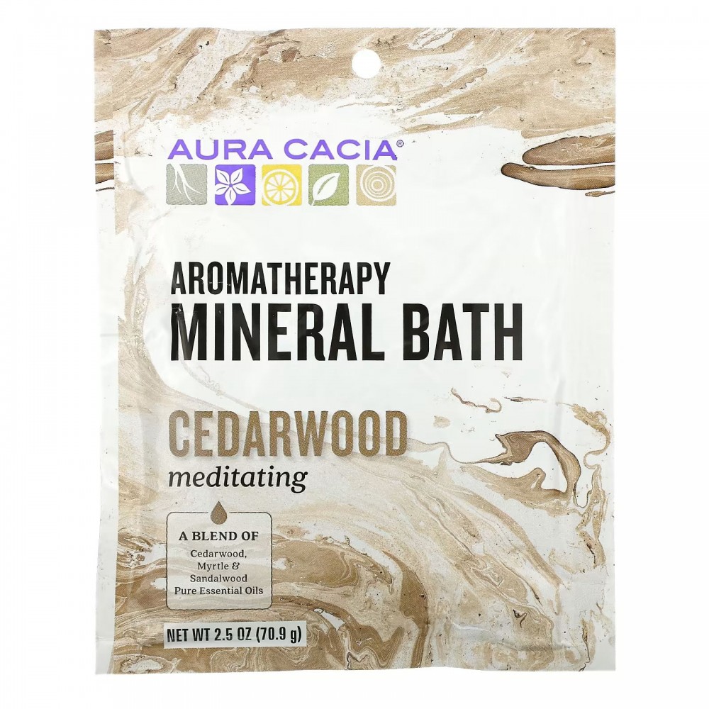 Aura Cacia, ароматерапевтическое средство для ванны с микроэлементами, медитативный кедр, 70,9 г (2,5 унции) в Москве - eco-herb.ru | фото