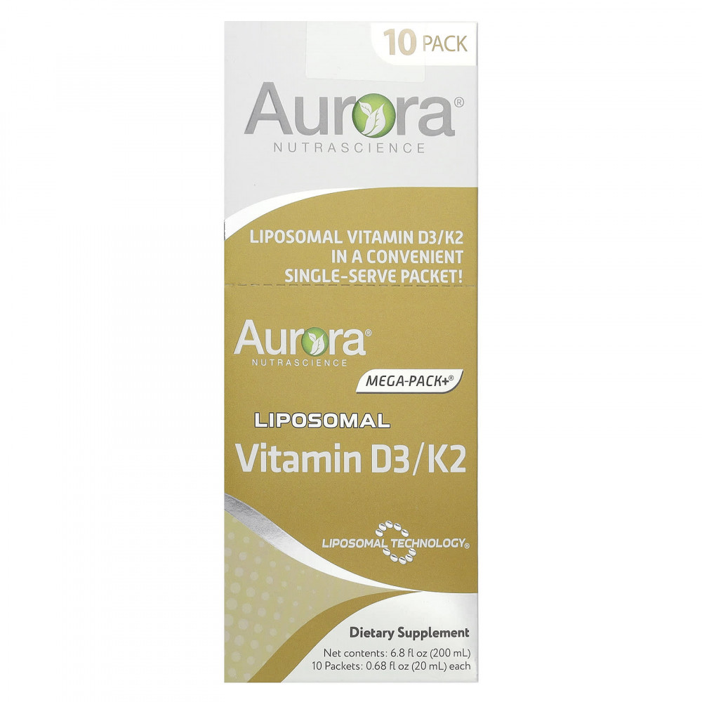 Aurora Nutrascience, Липосомальный витамин D3 / K2, 10 пакетиков по 20 мл (0,68 жидк. Унции) в Москве - eco-herb.ru | изображение Aurora Nutrascience, Липосомальный витамин D3 / K2, 10 пакетиков по 20 мл (0,68 жидк. Унции) в Москве - eco-herb.ru | фото