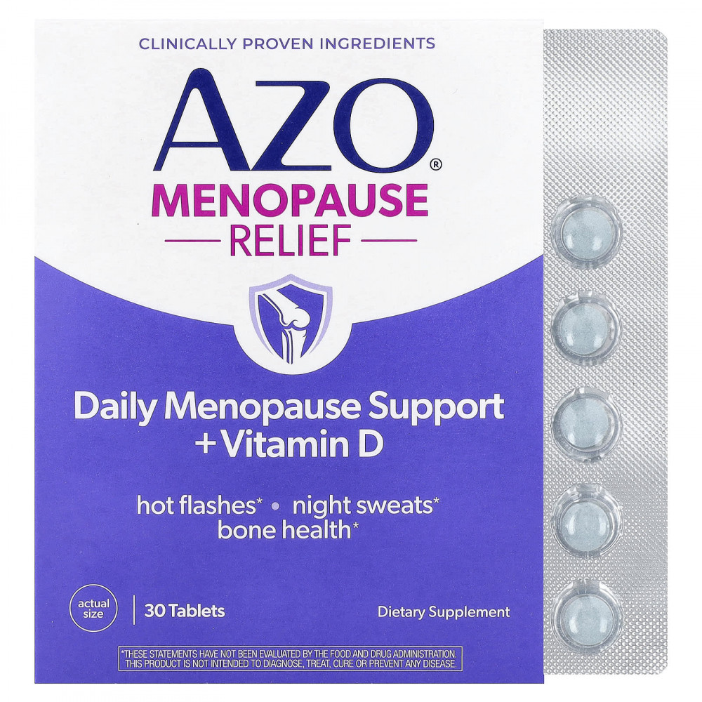 AZO, Menopause Relief, ежедневная поддержка менопаузы с витамином D`` 30 таблеток в Москве - eco-herb.ru | изображение AZO, Menopause Relief, ежедневная поддержка менопаузы с витамином D`` 30 таблеток в Москве - eco-herb.ru | фото