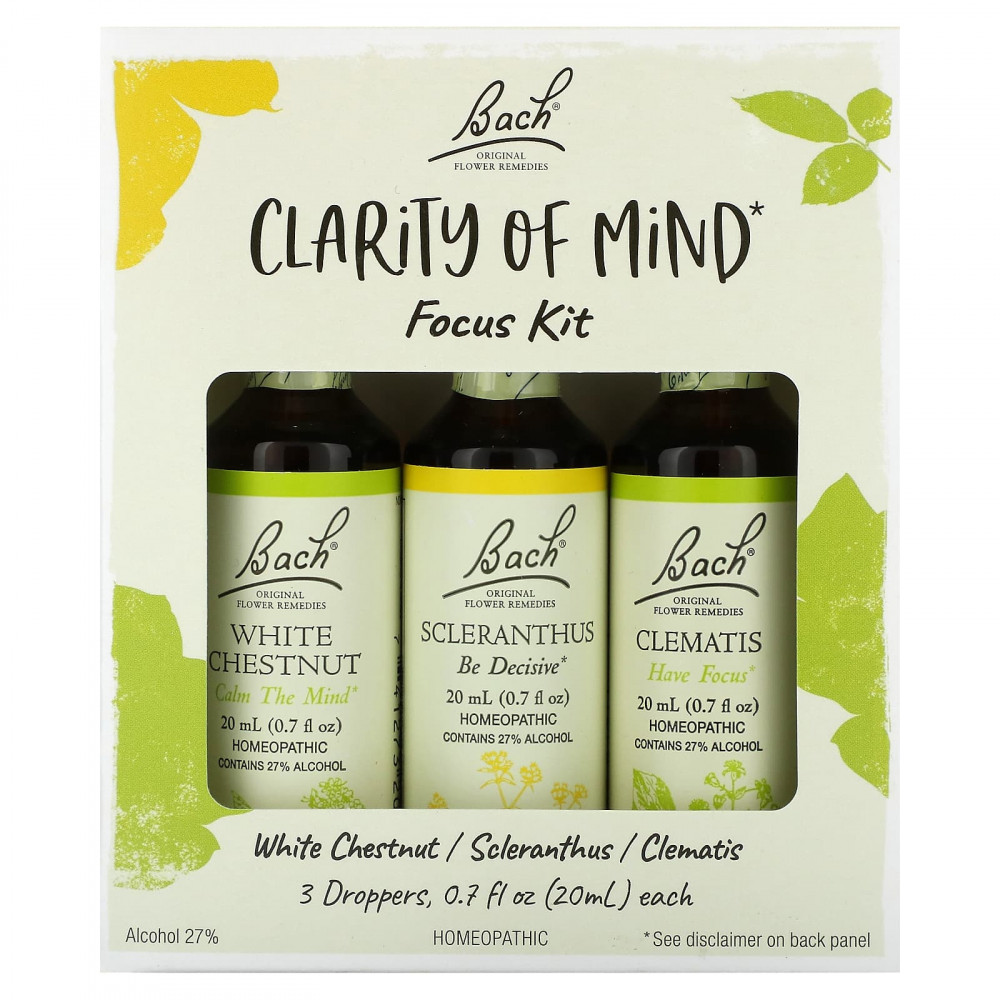Bach, Clarity of Mind Focus Kit, 3 пипетки по 20 мл (0,7 жидк. унц.) в Москве - eco-herb.ru | изображение Bach, Clarity of Mind Focus Kit, 3 пипетки по 20 мл (0,7 жидк. унц.) в Москве - eco-herb.ru | фото
