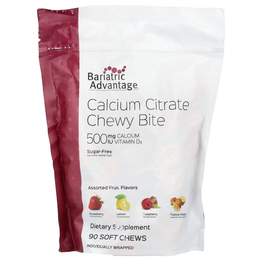 Bariatric Advantage, Chewy Bite, цитрат кальция, без сахара, фруктовое ассорти, 90 жевательных таблеток в Москве - eco-herb.ru | изображение Bariatric Advantage, Chewy Bite, цитрат кальция, без сахара, фруктовое ассорти, 90 жевательных таблеток в Москве - eco-herb.ru | фото