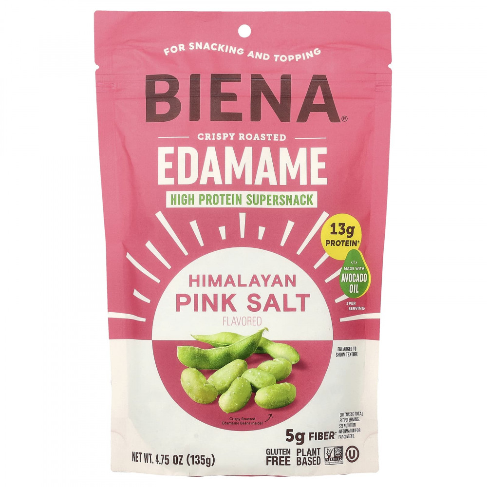 BIENA, Crispy Roasted Edamame, Himalayan Pink Salt, 4.75 oz (135 g) в Москве - eco-herb.ru | изображение BIENA, Crispy Roasted Edamame, Himalayan Pink Salt, 4.75 oz (135 g) в Москве - eco-herb.ru | фото