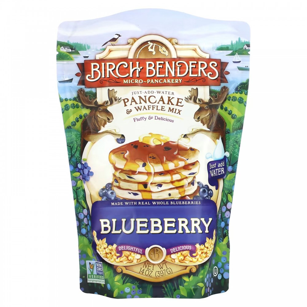 Birch Benders, Pancake & Waffle Mix, Blueberry, 14 oz (397 g) в Москве - eco-herb.ru | фото