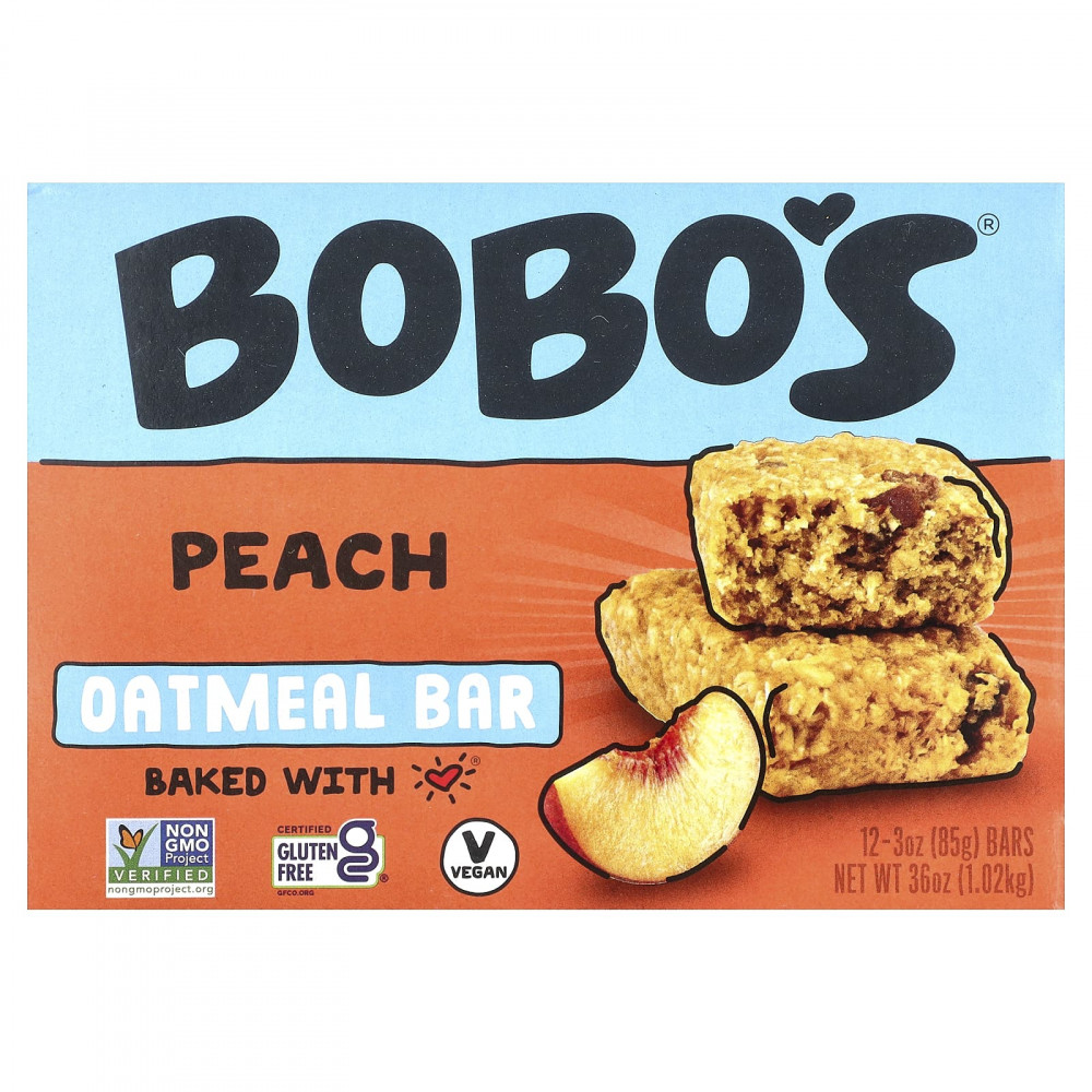 Bobo's Oat Bars, Овсяные батончики с персиком, 12 батончиков, 85 г (3 унции) в Москве - eco-herb.ru | изображение Bobo's Oat Bars, Овсяные батончики с персиком, 12 батончиков, 85 г (3 унции) в Москве - eco-herb.ru | фото