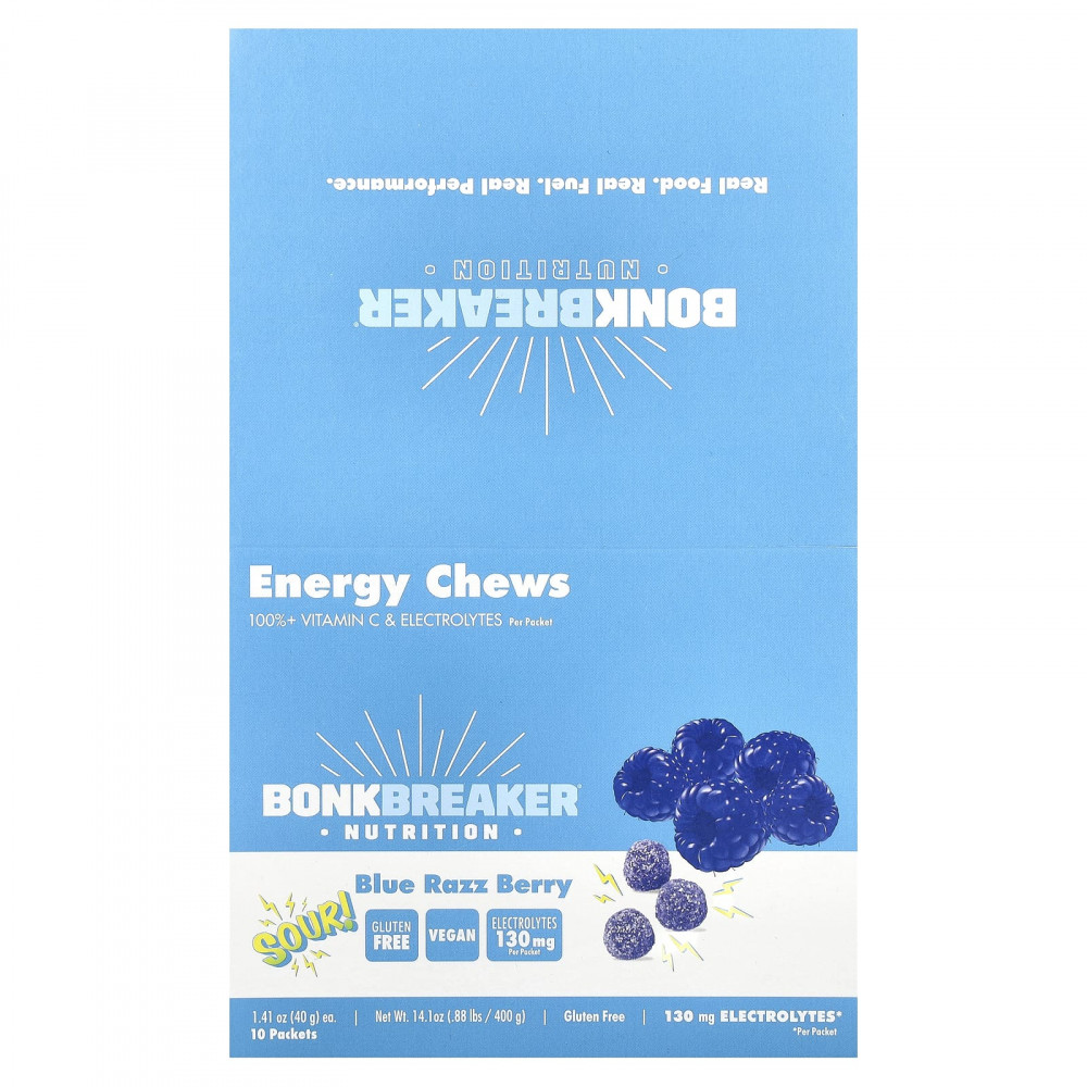 Bonk Breaker, Energy Chews, Blue Razz Berry, 10 пакетиков по 40 г (1,41 унции) в Москве - eco-herb.ru | изображение Bonk Breaker, Energy Chews, Blue Razz Berry, 10 пакетиков по 40 г (1,41 унции) в Москве - eco-herb.ru | фото