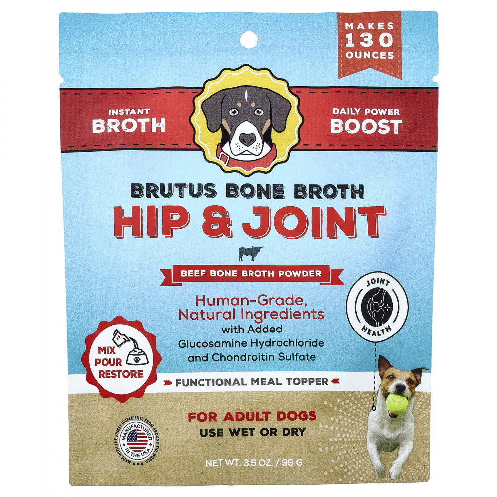 Brutus Bone Broth, Hip & Joint, порошок из бульона из говяжьей кости, для взрослых собак, 99 г (3,5 унции) в Москве - eco-herb.ru | изображение Brutus Bone Broth, Hip & Joint, порошок из бульона из говяжьей кости, для взрослых собак, 99 г (3,5 унции) в Москве - eco-herb.ru | фото