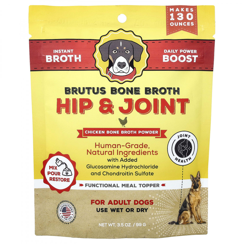 Brutus Bone Broth, Hip & Joint, порошок из бульона из куриных костей, для взрослых собак, 99 г (3,5 унции) в Москве - eco-herb.ru | изображение Brutus Bone Broth, Hip & Joint, порошок из бульона из куриных костей, для взрослых собак, 99 г (3,5 унции) в Москве - eco-herb.ru | фото