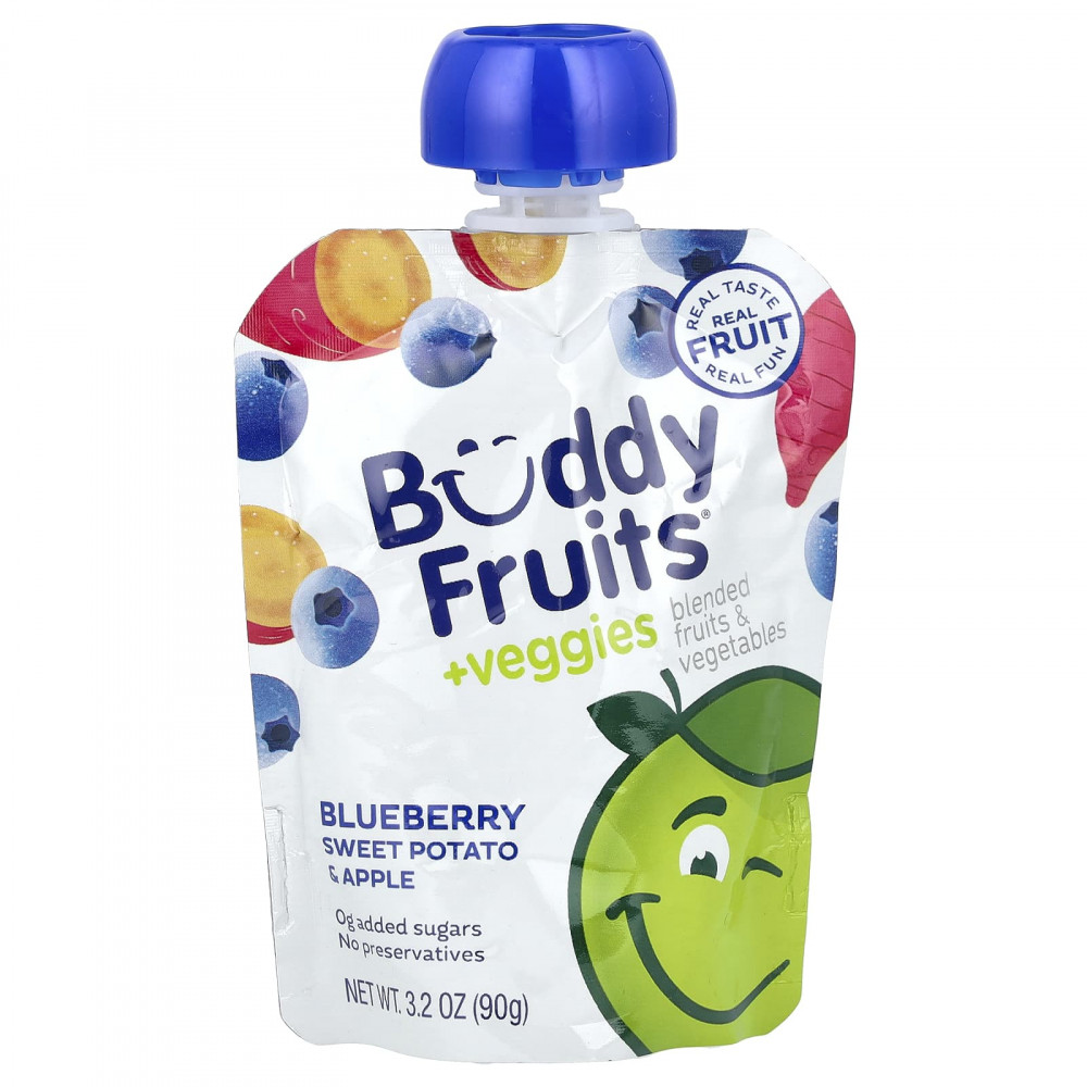 Buddy Fruits, смесь фруктов и овощей, голубика, батат и яблоко, 90 г (3,2 унции) (Товар снят с продажи) в Москве - eco-herb.ru | изображение Buddy Fruits, смесь фруктов и овощей, голубика, батат и яблоко, 90 г (3,2 унции) (Товар снят с продажи) в Москве - eco-herb.ru | фото