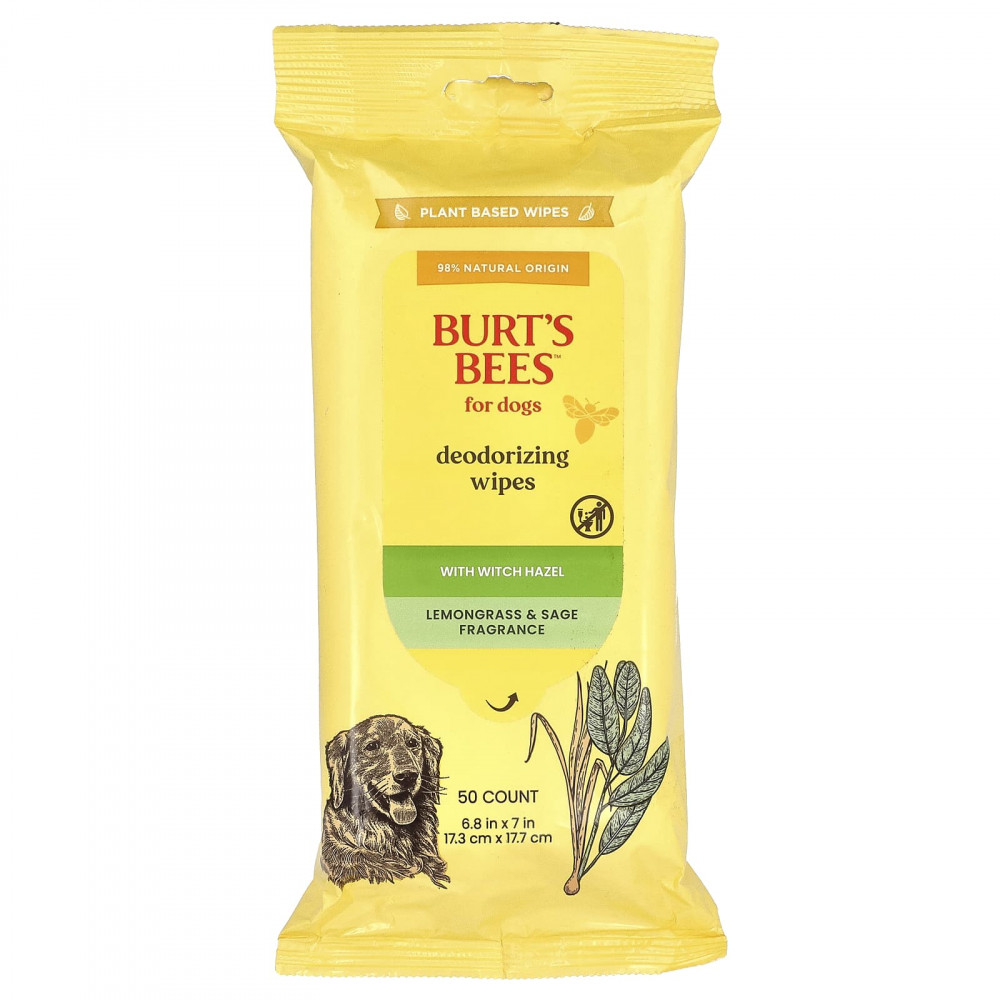 Burt's Bees, дезодорирующие салфетки с гамамелисом, для собак, лемонграсс и шалфей, 50 шт. в Москве - eco-herb.ru | изображение Burt's Bees, дезодорирующие салфетки с гамамелисом, для собак, лемонграсс и шалфей, 50 шт. в Москве - eco-herb.ru | фото