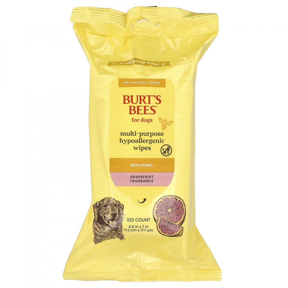 Burt's Bees, универсальные гипоаллергенные салфетки с медом, для собак, грейпфрут, 100 шт. в Москве - eco-herb.ru | изображение Burt's Bees, универсальные гипоаллергенные салфетки с медом, для собак, грейпфрут, 100 шт. в Москве - eco-herb.ru | фото