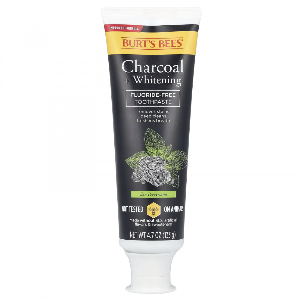 Burt's Bees, зубная паста без фтора, древесный уголь + отбеливающий, перечная мята, 133 г (4,7 унции) (Товар снят с продажи) в Москве - eco-herb.ru | изображение Burt's Bees, зубная паста без фтора, древесный уголь + отбеливающий, перечная мята, 133 г (4,7 унции) (Товар снят с продажи) в Москве - eco-herb.ru | фото