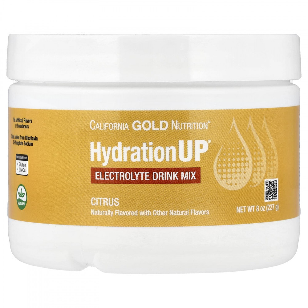 California Gold Nutrition, HydrationUP®, смесь для приготовления напитка с электролитами, с кальцием, калием, витаминами C и E, со вкусом цитрусовых, 227 г (8 унций) в Москве - eco-herb.ru | изображение California Gold Nutrition, HydrationUP®, смесь для приготовления напитка с электролитами, с кальцием, калием, витаминами C и E, со вкусом цитрусовых, 227 г (8 унций) в Москве - eco-herb.ru | фото
