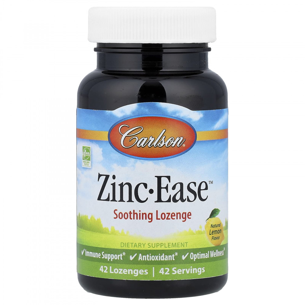 Carlson, Zinc-Ease™, успокаивающие пастилки, натуральный лимонный вкус, 42 пастилки в Москве - eco-herb.ru | изображение Carlson, Zinc-Ease™, успокаивающие пастилки, натуральный лимонный вкус, 42 пастилки в Москве - eco-herb.ru | фото