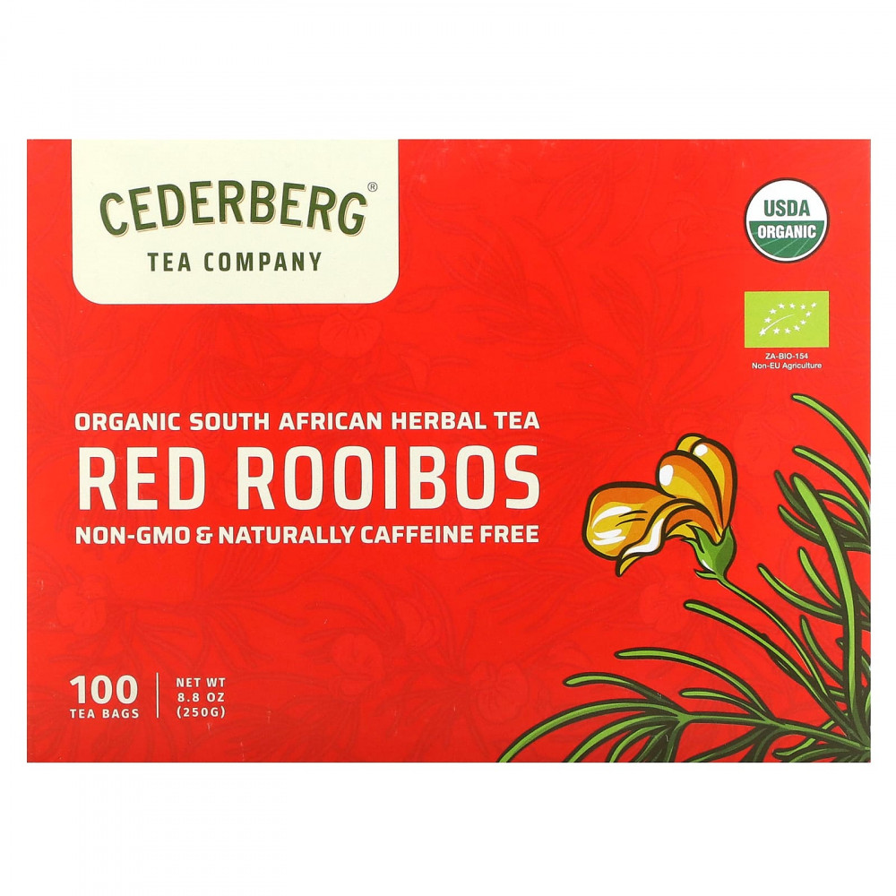Cederberg Tea Co, органический южноафриканский травяной чай, красный ройбуш, без кофеина, 100 чайных пакетиков, 250 г (8,8 унции) в Москве - eco-herb.ru | изображение Cederberg Tea Co, органический южноафриканский травяной чай, красный ройбуш, без кофеина, 100 чайных пакетиков, 250 г (8,8 унции) в Москве - eco-herb.ru | фото