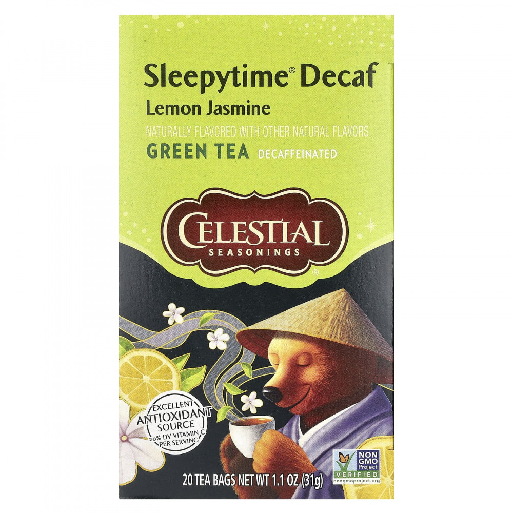 Celestial Seasonings, Sleepytime, зеленый чай, со вкусом лимона и жасмина, без кофеина, 20 чайных пакетиков, 31 г (1,1 унции) (Товар снят с продажи) в Москве - eco-herb.ru | изображение Celestial Seasonings, Sleepytime, зеленый чай, со вкусом лимона и жасмина, без кофеина, 20 чайных пакетиков, 31 г (1,1 унции) (Товар снят с продажи) в Москве - eco-herb.ru | фото