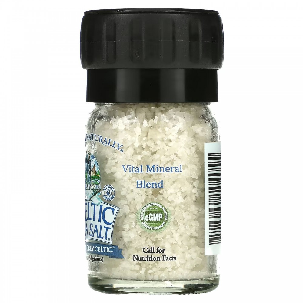 Celtic Sea Salt, Light Grey Celtic, кельтская соль, смесь жизненно важных  минералов, мини-мельница для соли, 51 г (1,8 унции)