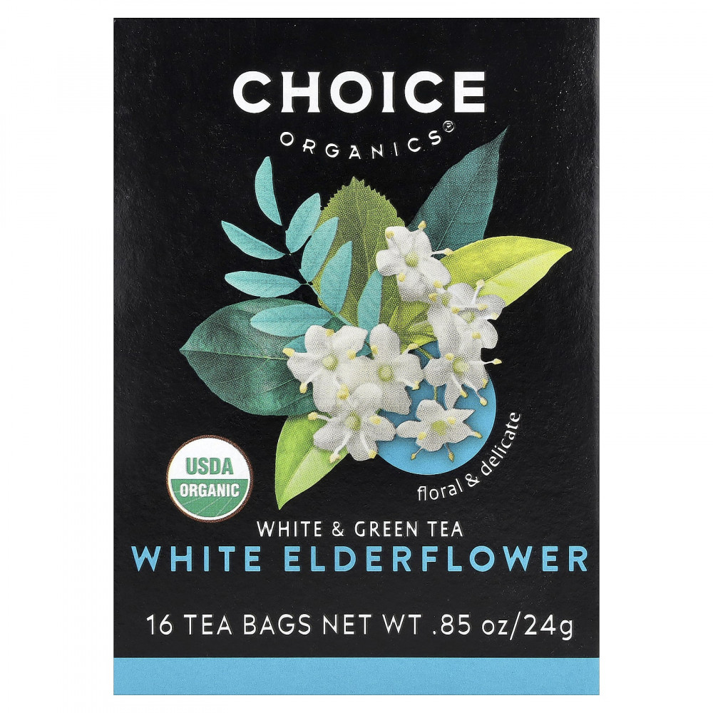 Choice Organics, Белый и зеленый чай, белая бузина, 16 чайных пакетиков, 24 г (0,85 унции) (Товар снят с продажи) в Москве - eco-herb.ru | изображение Choice Organics, Белый и зеленый чай, белая бузина, 16 чайных пакетиков, 24 г (0,85 унции) (Товар снят с продажи) в Москве - eco-herb.ru | фото