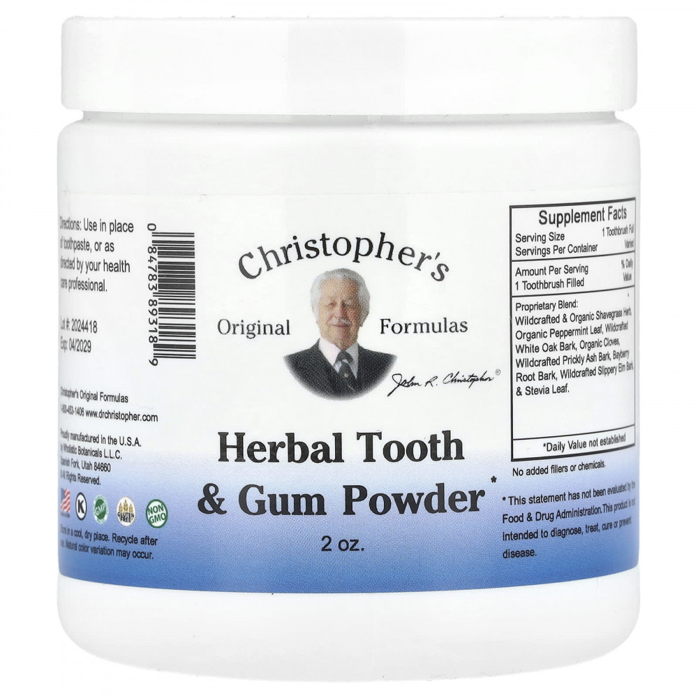 Christopher's Original Formulas, порошок для зубов и дёсен на основе трав, 56,7 г (2 унции) в Москве - eco-herb.ru | изображение Christopher's Original Formulas, порошок для зубов и дёсен на основе трав, 56,7 г (2 унции) в Москве - eco-herb.ru | фото