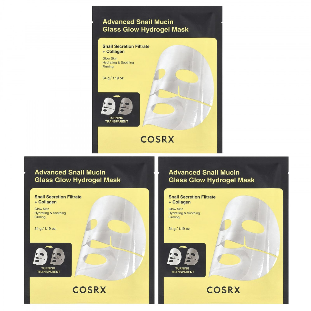 CosRx, Advanced Snail Mucin Glass Glow Hydrogel Beauty Mask, 3 шт., 34 г (1,19 унции) в Москве - eco-herb.ru | изображение CosRx, Advanced Snail Mucin Glass Glow Hydrogel Beauty Mask, 3 шт., 34 г (1,19 унции) в Москве - eco-herb.ru | фото