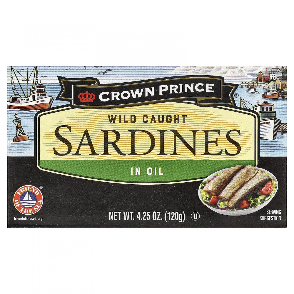 Crown Prince Natural, сардины дикого улова, в масле, 120 г (4,25 унции) в Москве - eco-herb.ru | изображение Crown Prince Natural, сардины дикого улова, в масле, 120 г (4,25 унции) в Москве - eco-herb.ru | фото