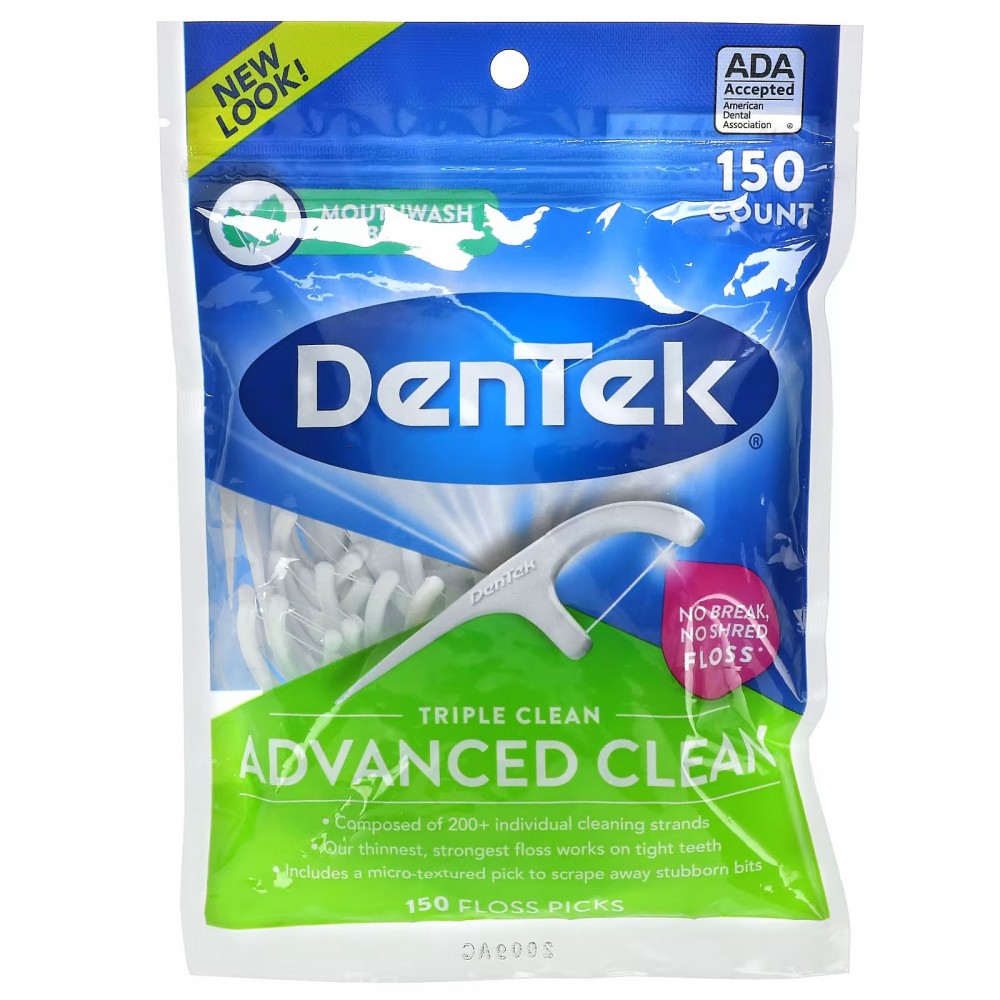 DenTek, Advanced Clean Floss Picks, жидкость для полоскания рта, 150 зубочисток в Москве - eco-herb.ru | фото
