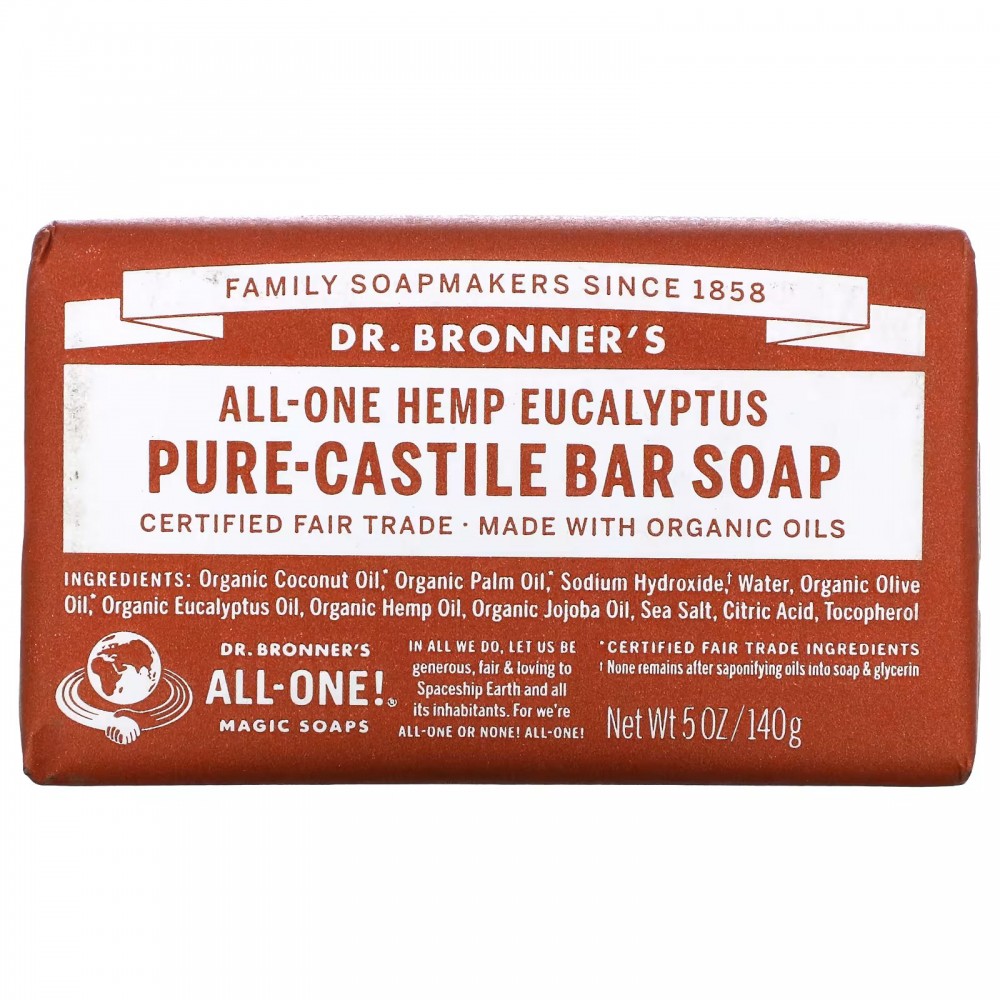 Dr. Bronner's, Pure-Castile Bar Soap, All-One Hemp, Eucalyptus, 5 oz (140 g) в Москве - eco-herb.ru | фото