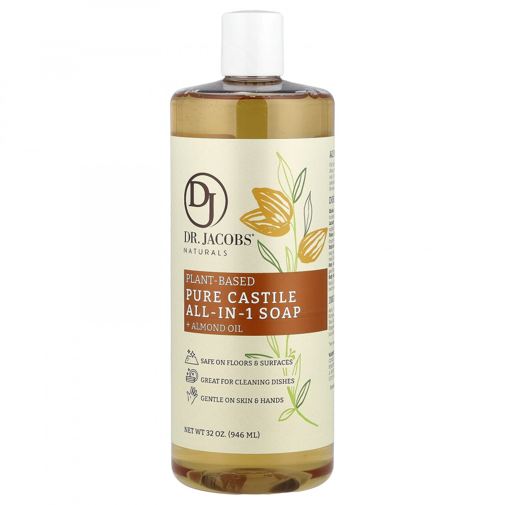 Dr. Jacobs Naturals, Чистое кастильское универсальное мыло на растительной основе, миндальное масло, 946 мл (32 унции) в Москве - eco-herb.ru | изображение Dr. Jacobs Naturals, Чистое кастильское универсальное мыло на растительной основе, миндальное масло, 946 мл (32 унции) в Москве - eco-herb.ru | фото