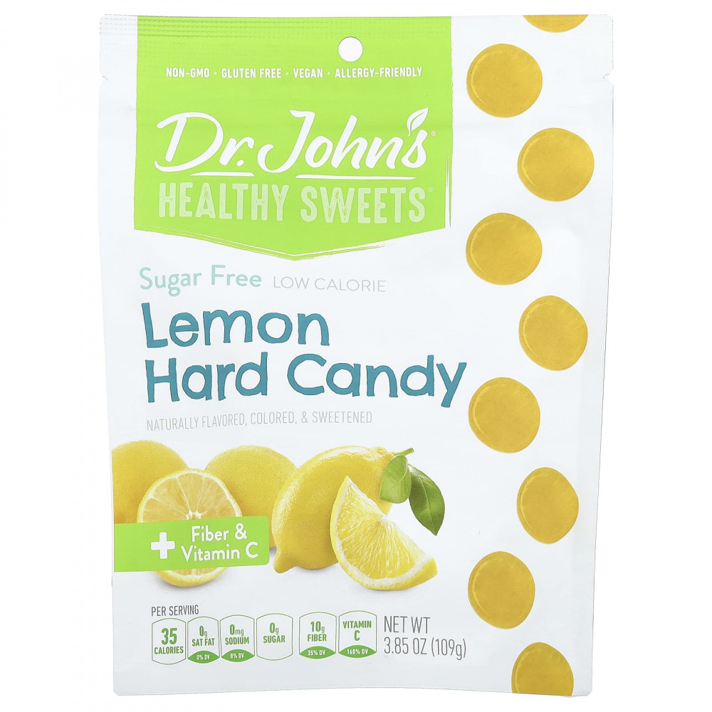 Dr. John's Healthy Sweets, лимонные леденцы, с клетчаткой и витамином C, без сахара, 109 г (3,85 унции) в Москве - eco-herb.ru | изображение Dr. John's Healthy Sweets, лимонные леденцы, с клетчаткой и витамином C, без сахара, 109 г (3,85 унции) в Москве - eco-herb.ru | фото