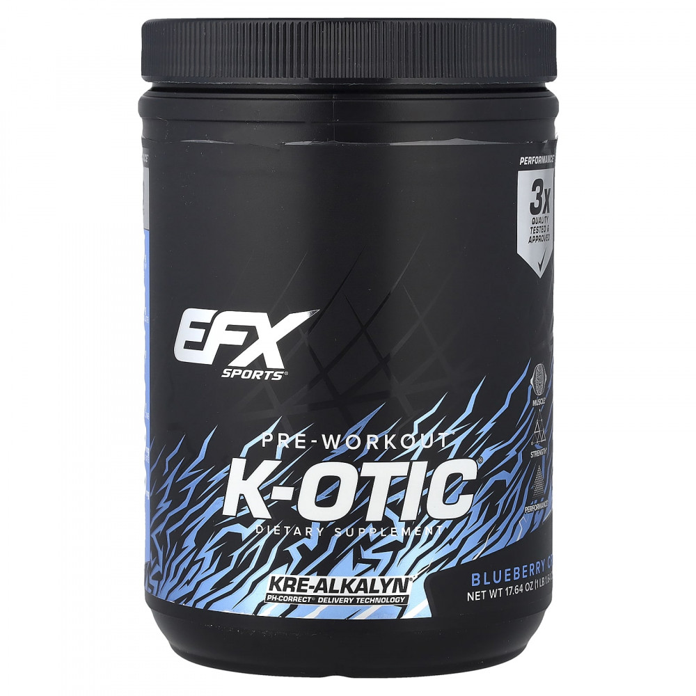 EFX Sports, предтренировочный комплекс K-otic®, со вкусом голубики, 500 г (1 фунт, 1,64 унции) в Москве - eco-herb.ru | изображение EFX Sports, предтренировочный комплекс K-otic®, со вкусом голубики, 500 г (1 фунт, 1,64 унции) в Москве - eco-herb.ru | фото