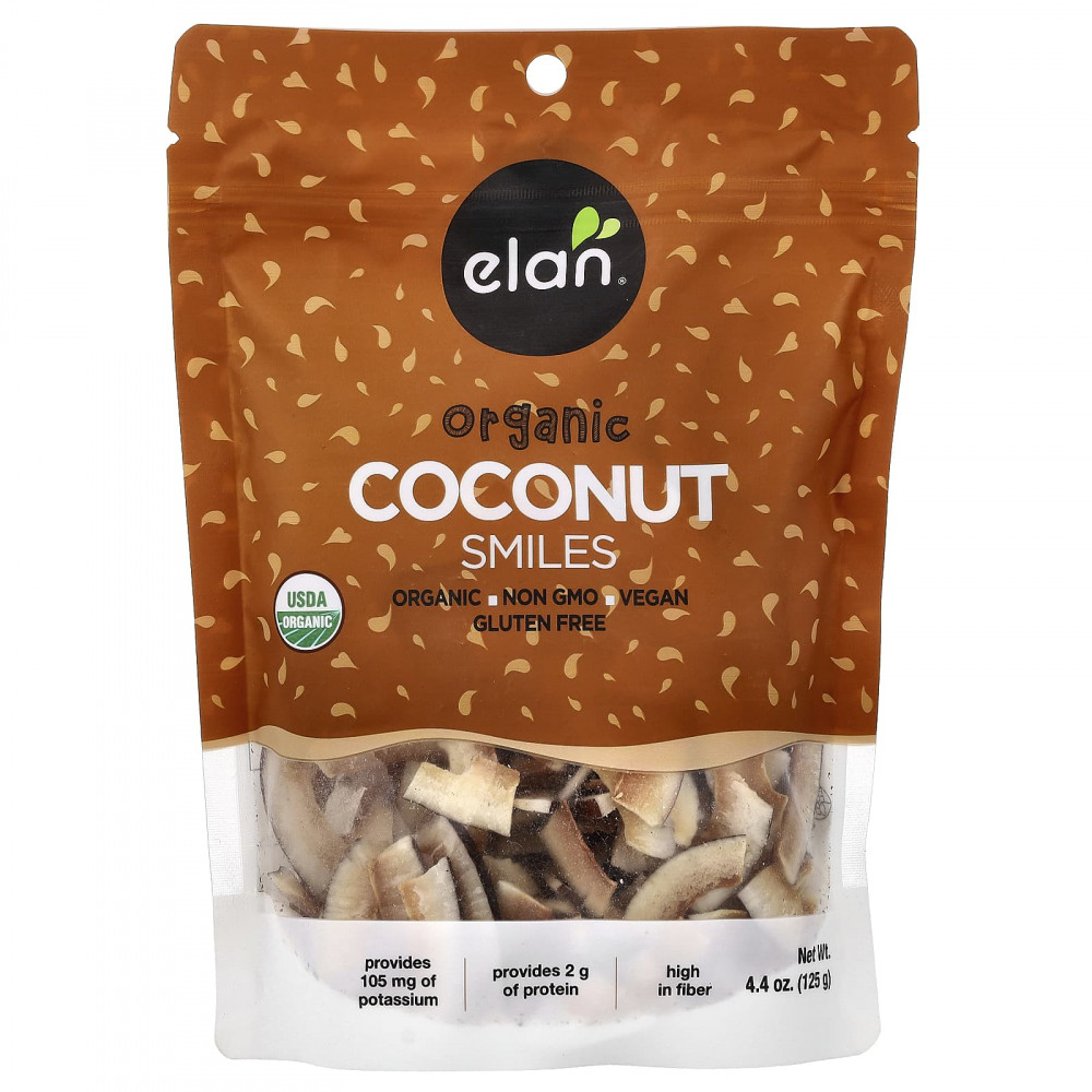 Elan, Organic Coconut Smiles, органический кокос, 125 г (4,4 унции) в Москве - eco-herb.ru | изображение Elan, Organic Coconut Smiles, органический кокос, 125 г (4,4 унции) в Москве - eco-herb.ru | фото
