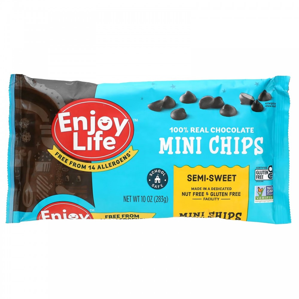 Enjoy Life Foods, Мини-капли, полугорький шоколад, 283 г купить в Москве