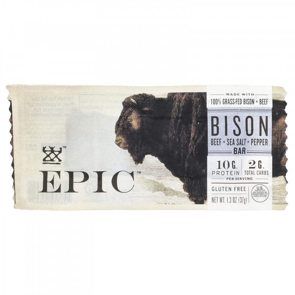 Epic Bar, Bison Bar, говядина, соль и перец, 37 г (1,3 унции) в Москве - eco-herb.ru | изображение Epic Bar, Bison Bar, говядина, соль и перец, 37 г (1,3 унции) в Москве - eco-herb.ru | фото