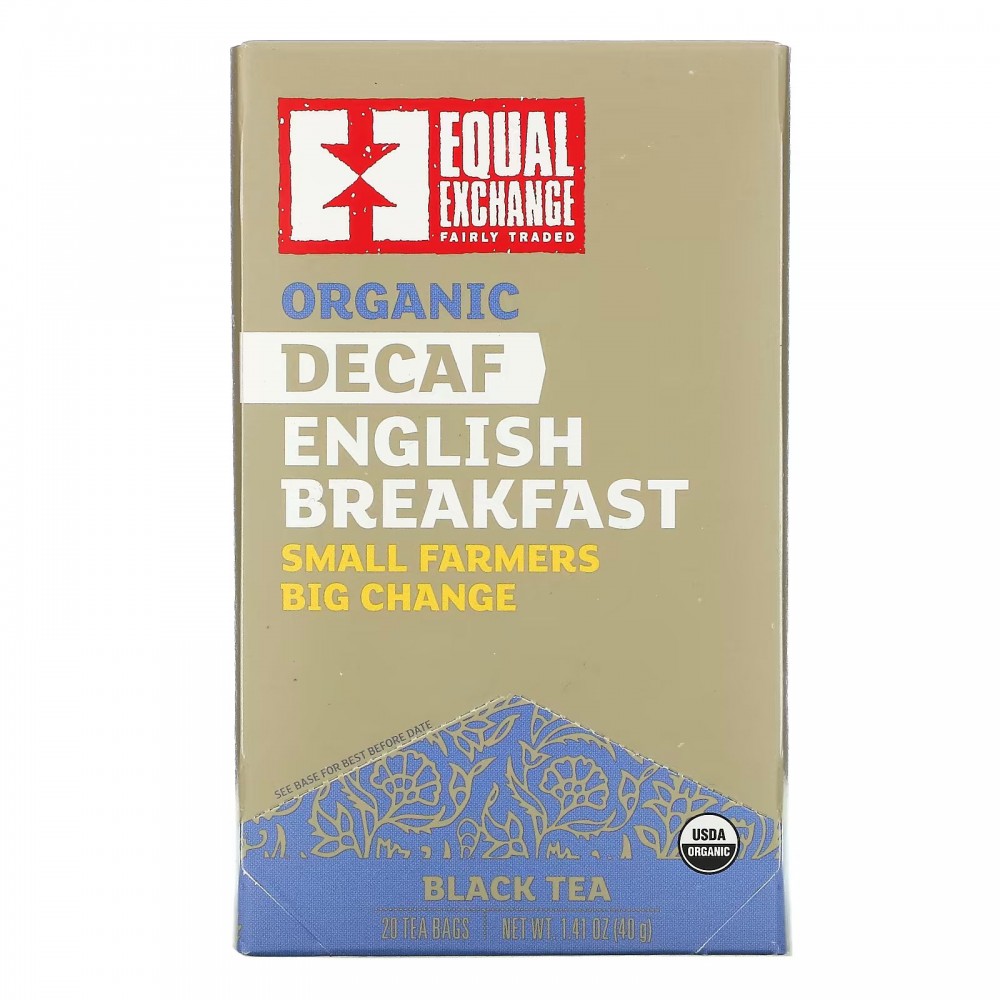 Equal Exchange, Organic Decaf English Breakfast, черный чай, 20 чайных пакетиков, 40 г (1,41 унции) в Москве - eco-herb.ru | фото