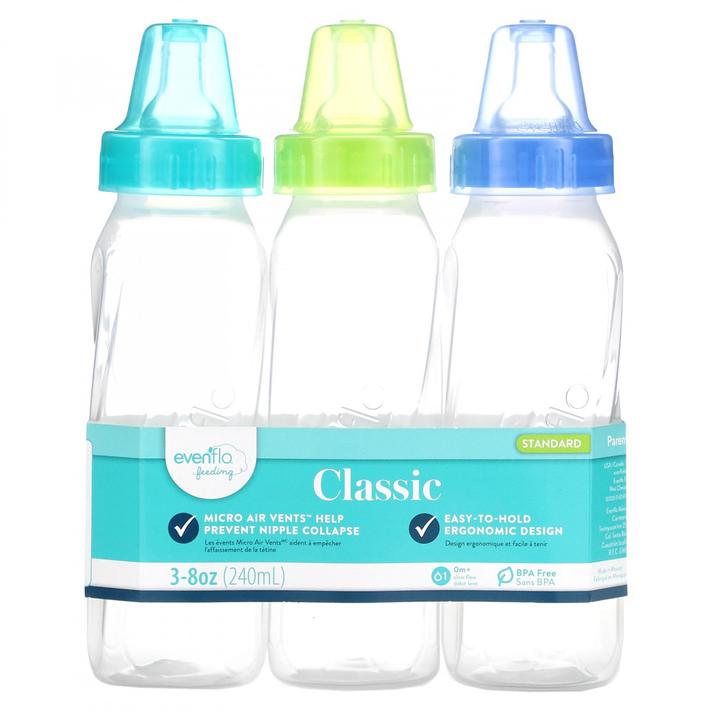 Evenflo Feeding, Classic, стандартные, для детей от 0 месяцев, с медленным потоком, 3 флакона по 240 мл (8 унций) (Товар снят с продажи) в Москве - eco-herb.ru | изображение Evenflo Feeding, Classic, стандартные, для детей от 0 месяцев, с медленным потоком, 3 флакона по 240 мл (8 унций) (Товар снят с продажи) в Москве - eco-herb.ru | фото