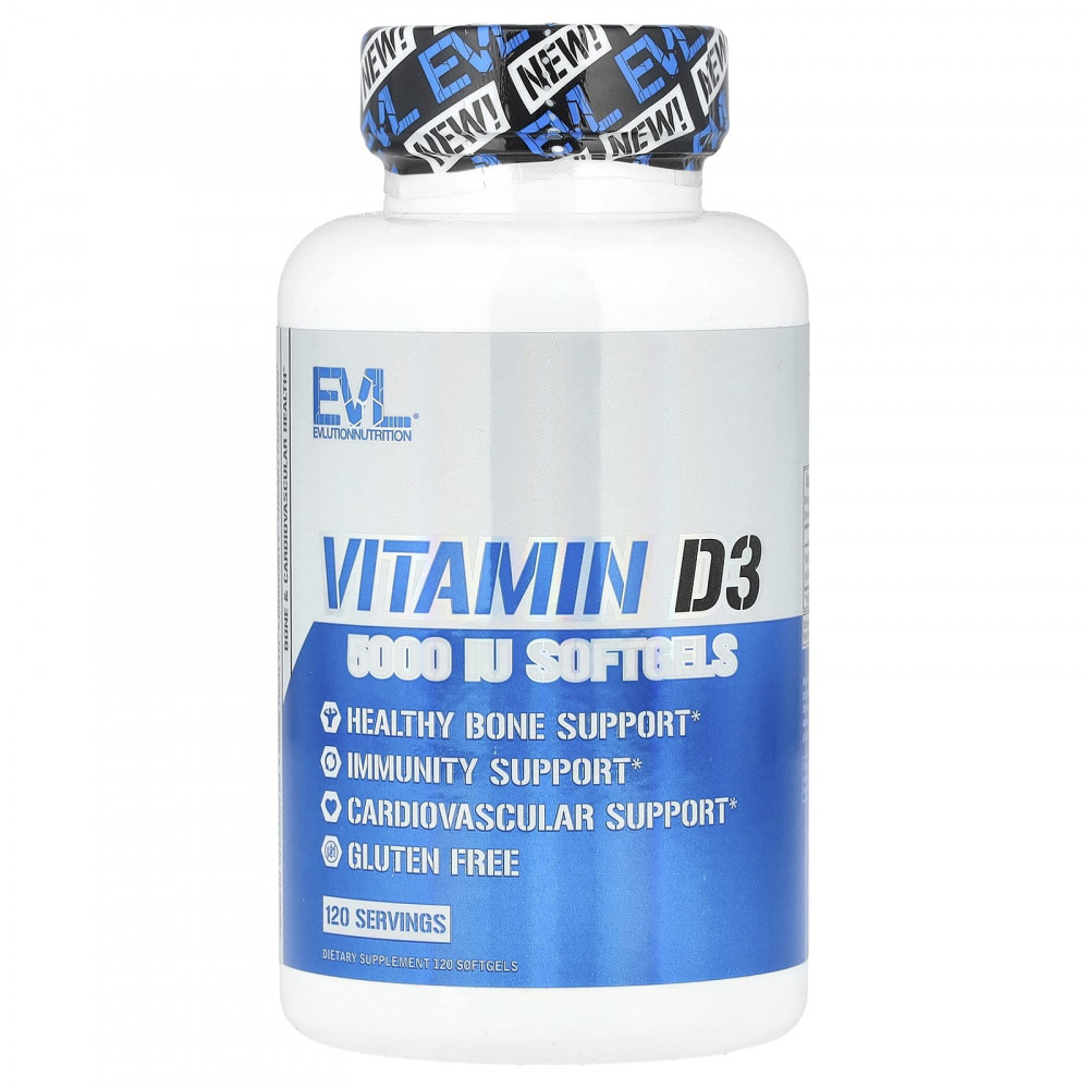 EVLution Nutrition, витамин D3, 5000 МЕ, 120 мягких таблеток (Товар снят с продажи) в Москве - eco-herb.ru | изображение EVLution Nutrition, витамин D3, 5000 МЕ, 120 мягких таблеток (Товар снят с продажи) в Москве - eco-herb.ru | фото