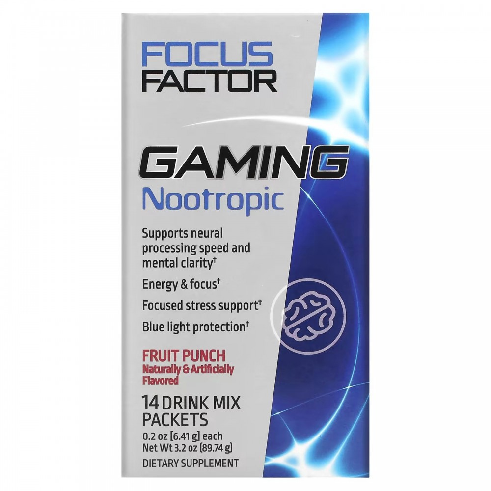 Focus Factor, Игровой ноотроп, фруктовый пунш, 14 пакетиков со смесью для  приготовления напитка, 6,41 г (0,2 унции) купить в Москве