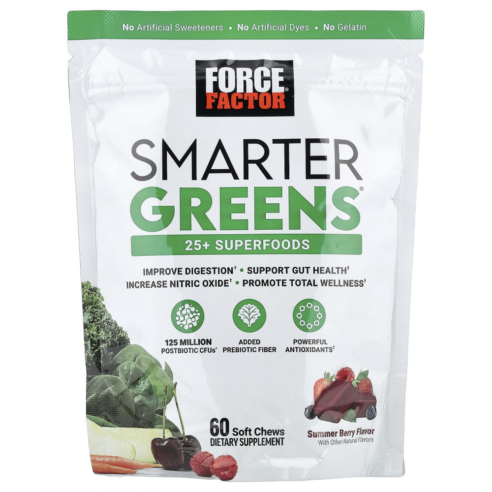 Force Factor, Smarter Greens®, летняя ягода, 60 жевательных таблеток в Москве - eco-herb.ru | изображение Force Factor, Smarter Greens®, летняя ягода, 60 жевательных таблеток в Москве - eco-herb.ru | фото