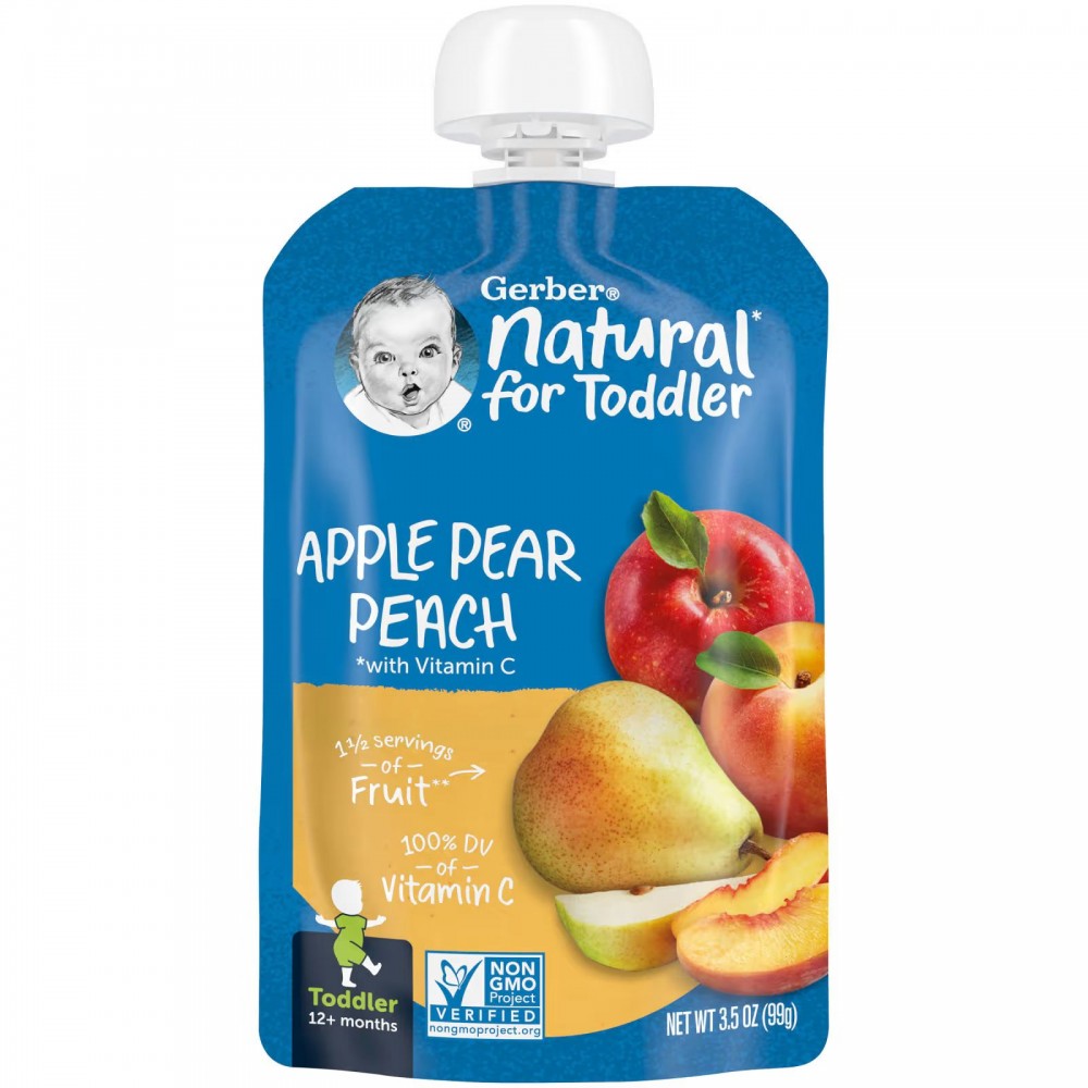 Gerber, Natural for Toddler, 12+ Months, Apple, Pear, Peach with Vitamin C, 3.5 oz (99 g) в Москве - eco-herb.ru | фото