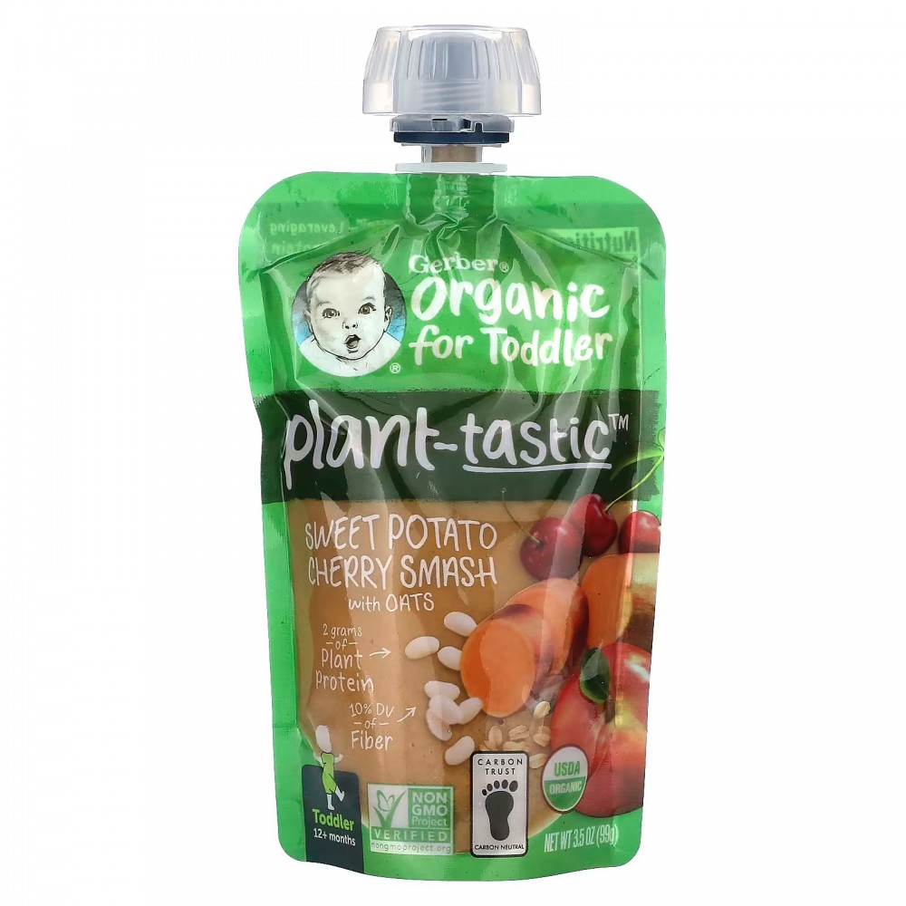 Gerber, Organic For Toddler, Plant-tastic, 12+ Months, Sweet Potato Cherry Smash With Oats, 3.5 oz (99 g) в Москве - eco-herb.ru | фото