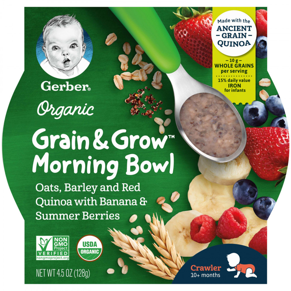 Gerber, Organic, Grain & Grow, Morning Bowl, для малышей от 10 месяцев, овес, ячмень, красная киноа с бананом и летними ягодами, 128 г (4,5 унции) (Товар снят с продажи) в Москве - eco-herb.ru | изображение Gerber, Organic, Grain & Grow, Morning Bowl, для малышей от 10 месяцев, овес, ячмень, красная киноа с бананом и летними ягодами, 128 г (4,5 унции) (Товар снят с продажи) в Москве - eco-herb.ru | фото