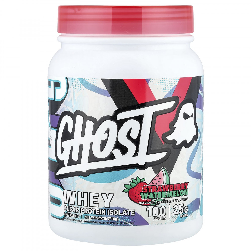 Ghost, Whey, чистый изолят протеина, со вкусом клубники и арбуза, 710 г (1,57 фунта) в Москве - eco-herb.ru | изображение Ghost, Whey, чистый изолят протеина, со вкусом клубники и арбуза, 710 г (1,57 фунта) в Москве - eco-herb.ru | фото