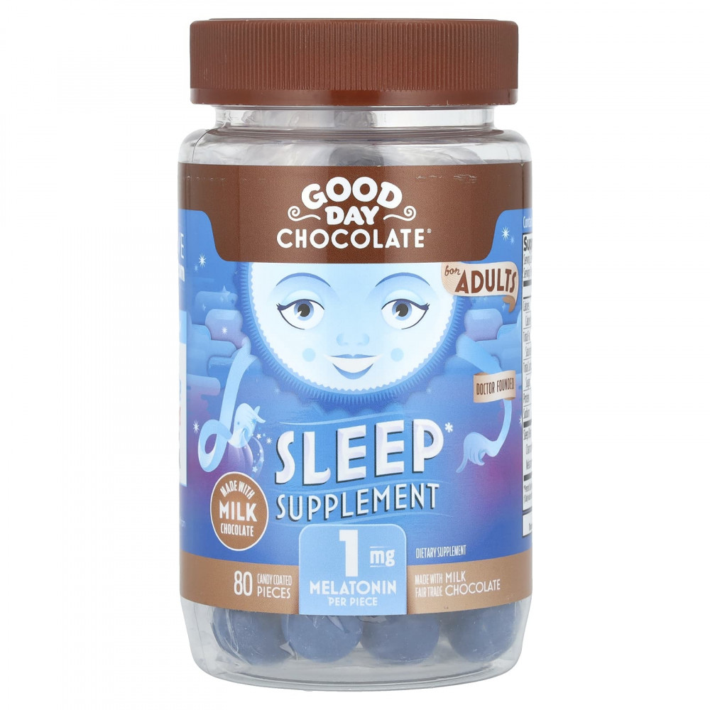 Good Day Chocolate, добавка для сна, для взрослых, молочный шоколад, 1 мг, 80 конфет, покрытых глазурью в Москве - eco-herb.ru | изображение Good Day Chocolate, добавка для сна, для взрослых, молочный шоколад, 1 мг, 80 конфет, покрытых глазурью в Москве - eco-herb.ru | фото