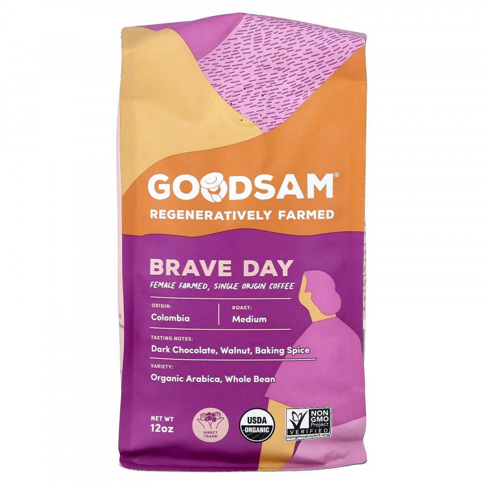 GoodSam, Brave Day, кофе одного происхождения, цельные зерна, средняя обжарка, 12 унций в Москве - eco-herb.ru | изображение GoodSam, Brave Day, кофе одного происхождения, цельные зерна, средняя обжарка, 12 унций в Москве - eco-herb.ru | фото