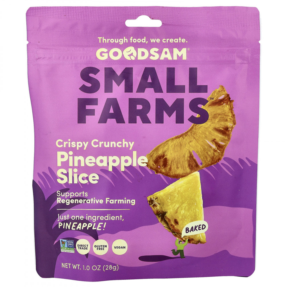 GoodSam, Little Farms™, хрустящий и хрустящий ананас, ломтики ананаса, 28 г (1 унция) в Москве - eco-herb.ru | изображение GoodSam, Little Farms™, хрустящий и хрустящий ананас, ломтики ананаса, 28 г (1 унция) в Москве - eco-herb.ru | фото